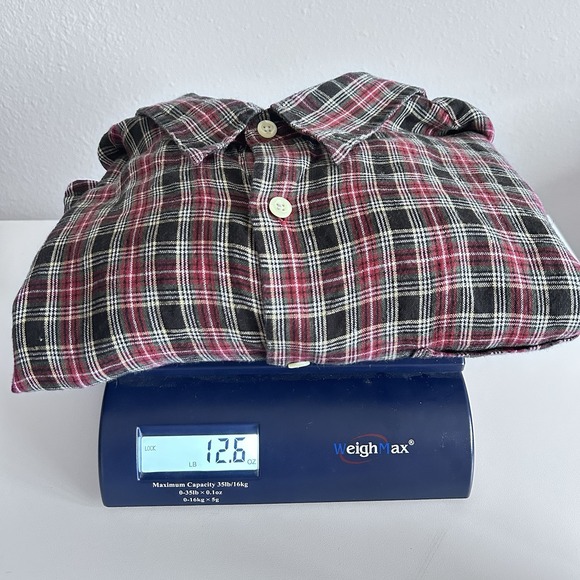 J.Crew Men's XL 100% Linen Shirt Mens Long Sleeve Holiday Plaid Button Up - Picture 9 of 9